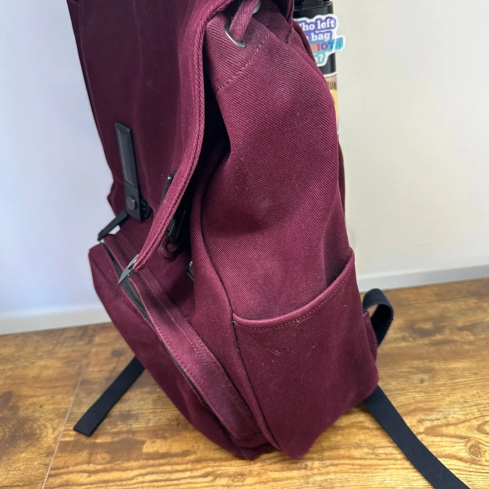 Everlane Modern Snap Backpack Burgundy Twill Laptop Bag Minimalist School Travel